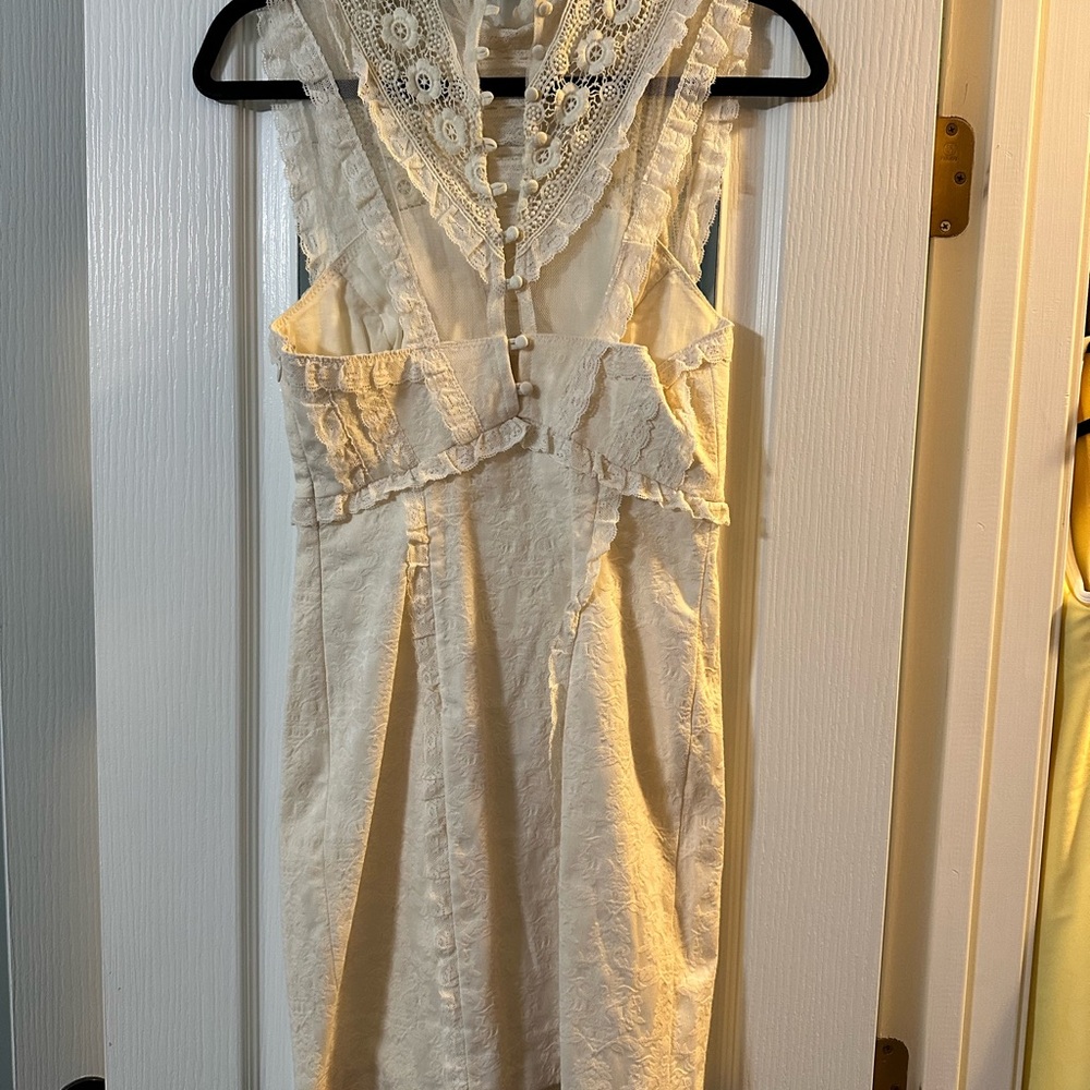 Free People Cream Lace Mini Dress